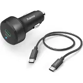 Hama Auto-Schnellladegerät Ladekabel USB-C, PD, 25 W, 1 m, Schwarz