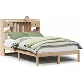 Syfax Massivholzbett mit Regal ohne Matratze 135x190 cm Kiefernholz