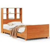 Syfax Massivholzbett ohne Matratze Wachsbraun 75x190 cm Kiefernholz