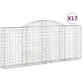 vidaXL Gabionen mit Hochbogen 17 Stk 300x30x120/140cm Verzinktes Eisen