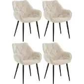 CLP 4er Set Stuhl Tanna Samt Gesteppt creme