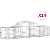 vidaXL Gabionen mit Hochbogen 14 Stk. 200x50x40/60 cm Verzinktes Eisen