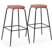 Oviala Set Hocker aus Kunstleder Dunkelbraun - York