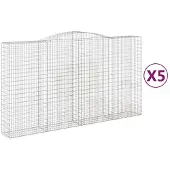 vidaXL Gabionen mit Hochbogen 5 Stk. 400x50x220/240cm Verzinktes Eisen