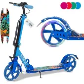 Arebos Tretroller Scooter mit LED Reifen, Blau, 880 mm, 390 mm, 960 mm