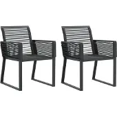 vidaXL Gartenstühle 2 Stk. Schwarz Poly Rattan