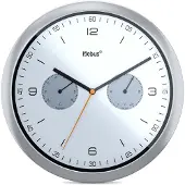 Mebus analoge Wanduhr mit Thermometer und Hygrometer / Quarz-Uhrwerk / 26 cm Durchmesser / Rund