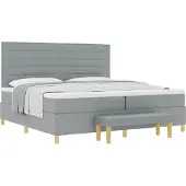 Syfax Boxspringbett mit Matratze Hellgrau 200 x 200 cm Stoff