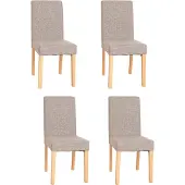 MCW 4er-Set Esszimmerstuhl Stuhl Küchenstuhl Littau Textil, grau, helle Beine