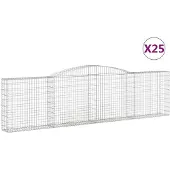 vidaXL Gabionen mit Hochbogen 25Stk. 400x30x100/120cm Verzinktes Eisen