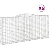 vidaXL Gabionen mit Hochbogen 6 Stk. 400x50x180/200cm Verzinktes Eisen