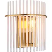 Globo Lighting Wandleuchte Metall goldfarben matt, Glasstäbe opal, klar verlaufend, BxH: 250x260mm, AL: 125mm, exkl. 1x E27 60W 230V