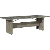 vidaXL Gartentisch mit Glasplatte Grau 240x90x75 cm Poly Rattan