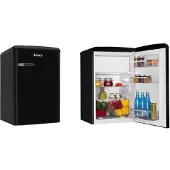 Amica KS 15614 S, Kühlschrank mit Gefrierfach im Retro Design, 85 cm Höhe, black,