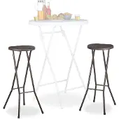Relaxdays Barhocker klappbar BASTIAN 2er Set, Wetterfest, Höhe 80 cm, Barstuhl Doppelpack, Kunststoff, Tresen, braun