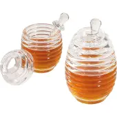 Contacto Honigtopf, mit Dosierstab und Deckel, aus Acryl in Bienenstockoptik, 200 ml