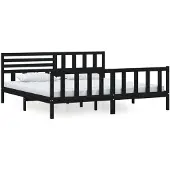 Syfax Massivholzbett Schwarz 200x200 cm
