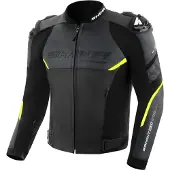 SHIMA Bandit 2.0 Perforierte Schwarz Gelb Motorrad Lederjacke Größe 56