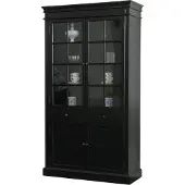 Ebuy24 Amaretta Vitrinenschrank 2-türig Breite 110 cm, Höhe 200 cm schwarz antik patinert.