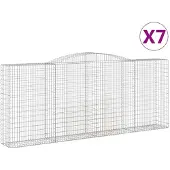 vidaXL Gabionen mit Hochbogen 7 Stk. 400x50x160/180cm Verzinktes Eisen