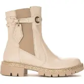 MACIEJKA Damen Stiefel aus Naturleder Beige mit Reißverschluss, runder Spitze und 4 cm Absatz