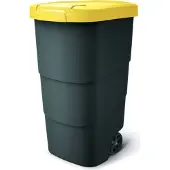 Prosperplast Wheeler 110L Müllbehälter mit Rädern und Deckel Mülltonne Müllgroßbehälter Großmülltonne Universaltonne Kunststoff (Gelb)