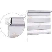 KS Handel 24 DOPPELROLLO mit Pailletten und Glanzfaser Feder Grau Gold Glanzfaser BH2611 (110x200cm)