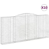 vidaXL Gabionen mit Hochbogen 10Stk. 400x30x180/200cm Verzinktes Eisen