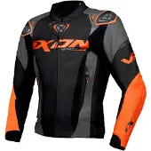 Ixon Vortex 3 Motorrad Lederjacke (Black/Orange,XL)