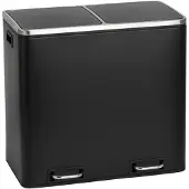 SVITA TM2X24 Treteimer 48 Liter Schwarz Abfalleimer Mülleimer Design Mülltrennung Papierkorb Küchen-Ordnung Trennsystem