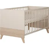 Roba Babybett Sidney 70 x 140 cm - Mitwachsendes Gitterbett mit Füßen aus Massivholz - Höhenverstellbar - Umbaubar zum Juniorbett - Beige