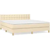 vidaXL Boxspringbett mit Matratze Creme 160x200 cm Stoff