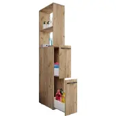 VCM Holz Badezimmerschrank | Badmöbel | Nischenschrank | Raumteiler mit zwei Schubladen | Hochschrank | Maße ca. H. 183 x B. 25 x T. 50 cm - Sadilo XL