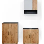 Vicco Badmöbel-Set Irma Goldkraft Eiche/Anthrazit 3 Teile, mit Unterschrank 60 cm, Model 36808
