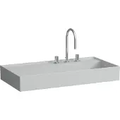 Laufen Kartell Waschtisch, unterbaufähig, Ablage links, 2 Hahnlöcher, ohne Überlauf, 900x460mm, H8103397598151, Farbe: Grau matt