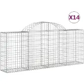 vidaXL Gabionen mit Hochbogen 14 Stk. 200x30x80/100cm Verzinktes Eisen