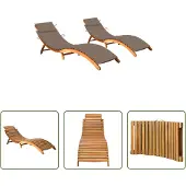 The Living Store Sonnenliegen 2 Stk. mit Auflagen Massivholz Akazie