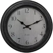 Clayre & Eef Wanduhr Ø 30x4 cm Schwarz Grau Kunststoff