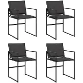 vidaXL Gartenstühle mit Kissen 4 Stk. Schwarz Stahl und Textilene