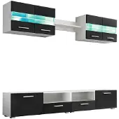 Sonstiges TV-Wohnwand-Set 5-tlg. LED-Leuchten Hochglanz-Schwarz