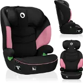 Lionelo Lars I-Size Autokindersitz ab 3 Jahre bis 12 Jahre, ab 12 kg bis 36 kg, i-Size, 12-36kg, 100-150 cm, Memory Foam - Pink Baby