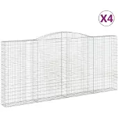 vidaXL Gabionen mit Hochbogen 4 Stk. 400x30x180/200cm Verzinktes Eisen