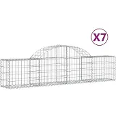 vidaXL Gabionen mit Hochbogen 7 Stk. 200x30x40/60 cm Verzinktes Eisen