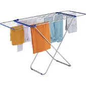 Relaxdays Wäscheständer ausziehbar, klappbar, Edelstahl, 13,6 m Trockenlänge, Standtrockner HBT 97 x 176 x 55 cm, silber