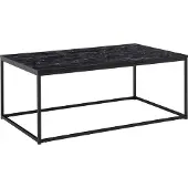 Wohnling Couchtisch 100x60x40 cm mit Marmor Optik Schwarz Wohnzimmertisch mit Metall-Gestell Sofatisch Eckig Tisch Wohnzimmer Beistelltisch