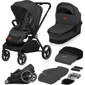 Lionelo Mika 2in1 Kombikinderwagen. Babywanne, Kinderwagen, Buggy. Regenschutz, Schultergurt zum Transport, Matratze, Moskitonetz, Fußabdeckung, wasserdichtes Material, Gummiräder