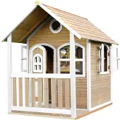 Axi Spielhaus Alex aus Holz | Outdoor Kinderspielhaus für den Garten in Braun & Weiß | Gartenhaus für Kinder mit Fenstern & Veranda
