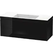 Duravit Waschtischunterschrank c-bonded L-Cube 120x48cm, o HL, sw hgl, 2 Schub., wandhängend