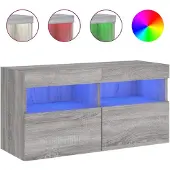 vidaXL TV-Wandschrank mit LED-Leuchten Grau Sonoma 80x30x40 cm