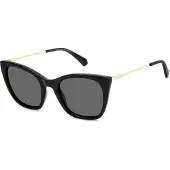 Polaroid PLD 4144/S/X Damen-Sonnenbrille Vollrand Quadratisch Kunststoff-Gestell, schwarz